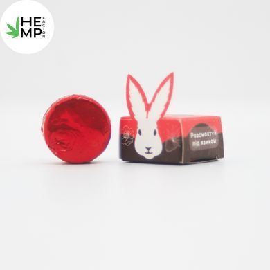 Цукерка RABBIT Vegan з сублімованою полуницею в чорному шоколаді 8g 50mg CBD