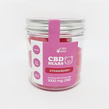 Желейні CBD ведмедики зі смаком полуниці 80г 1000мг CBD Vegan