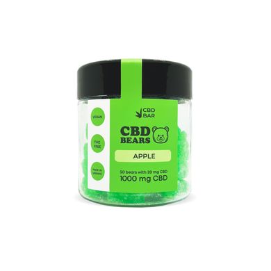 Желейные CBD мишки со вкусом яблока 1000мг CBD Веган 80г