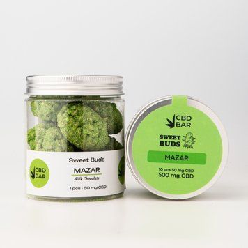 Банка Sweet Buds MAZAR 100g 500mg CBD з молочного шоколаду