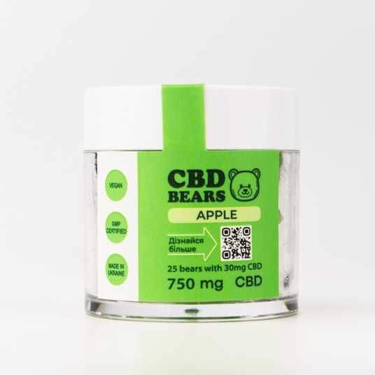Желейные конфеты CBD 30 мг (25 шт) — Яблоко | Веган Изолят, 0% ТГК